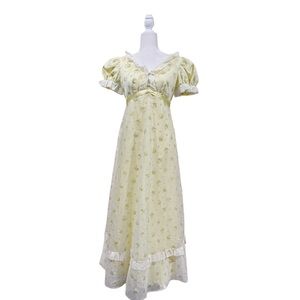 Vtg Floral Prairie Gown